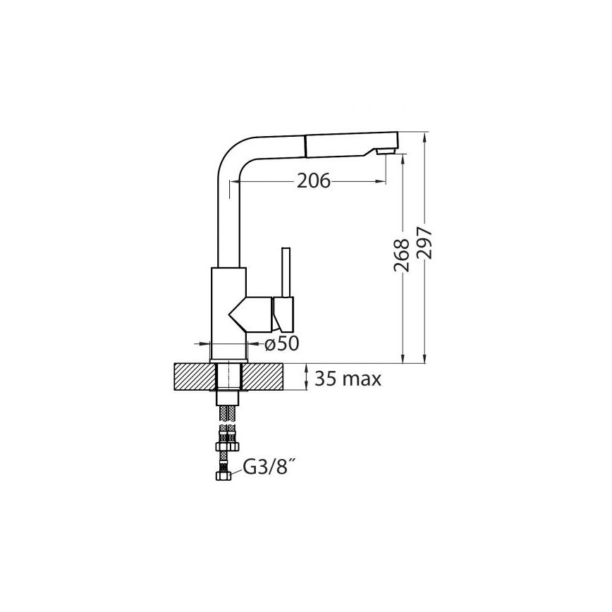 ALVEUS 1129048 - Izlietnes krāns ar izvelkamu sprauslu SIROS 29,7 cm granīts/melna