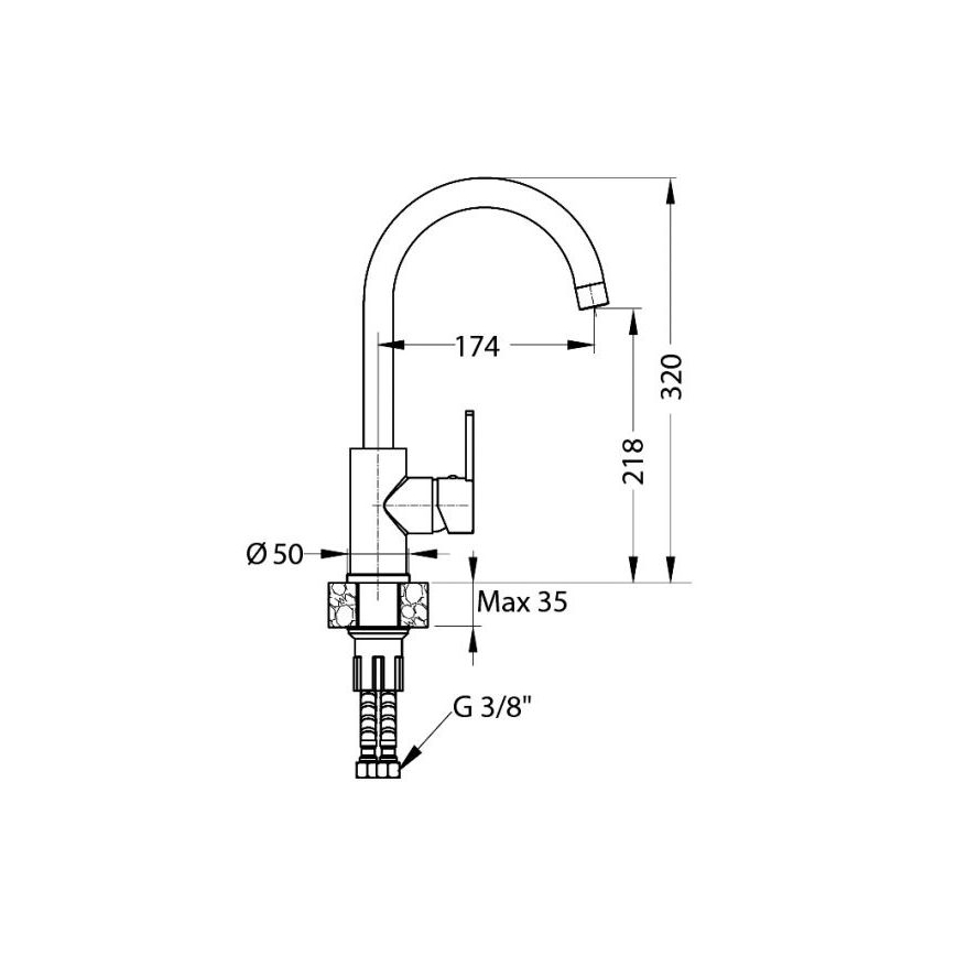ALVEUS 1129052 - Izlietnes krāns TONIA 34 cm granīts/melna