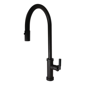 ALVEUS 1132179 - Izlietnes krāns ar izvelkamu sprauslu NERINA 46,8 cm nerūsējošs tērauds/melna