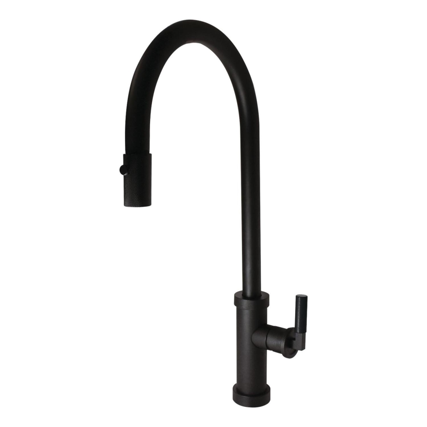 ALVEUS 1132179 - Izlietnes krāns ar izvelkamu sprauslu NERINA 46,8 cm nerūsējošs tērauds/melna