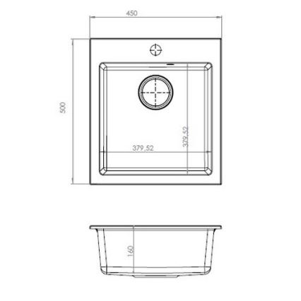 ALVEUS 1133432 - Virtuves izlietne CORTINA 50x45 cm granīts/melna