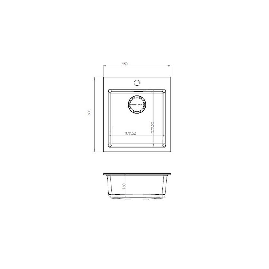 ALVEUS 1133432 - Virtuves izlietne CORTINA 50x45 cm granīts/melna