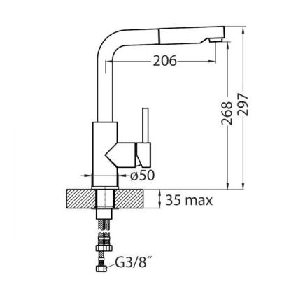 ALVEUS 1135365 - Izlietnes krāns ar izvelkamu sprauslu SARA 29,7 cm nerūsējošs tērauds