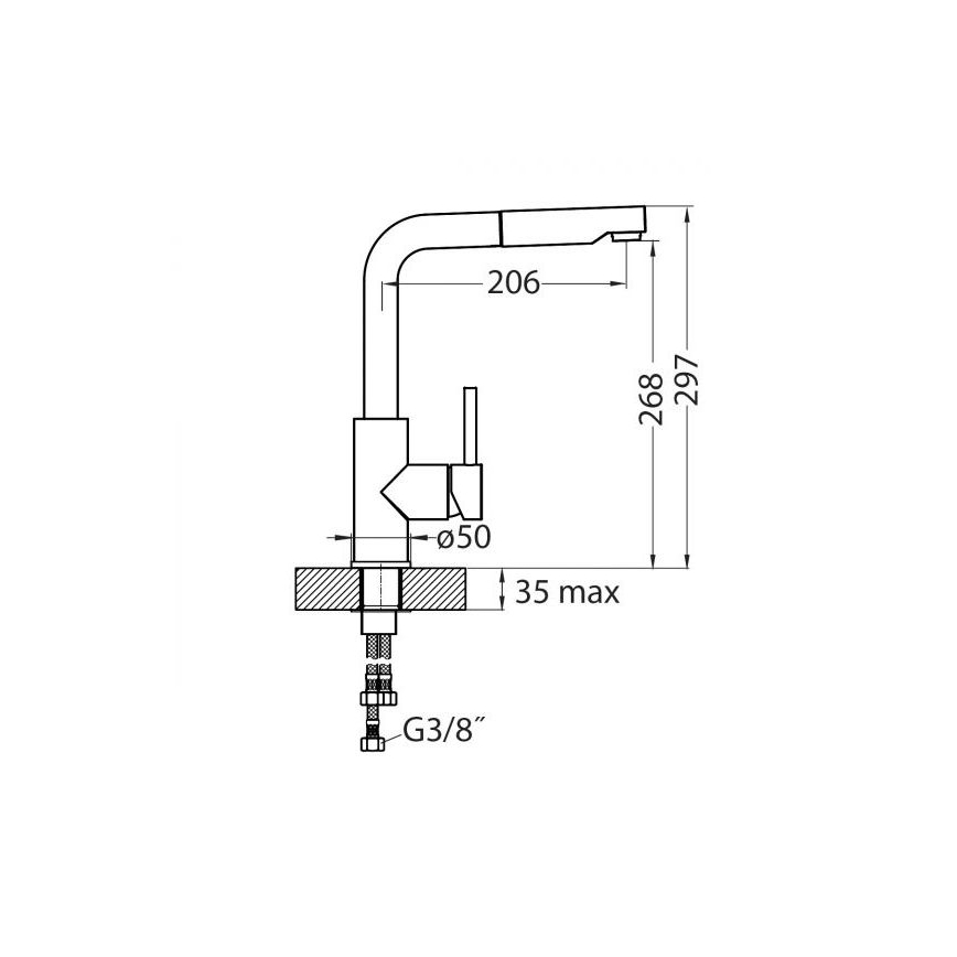 ALVEUS 1135365 - Izlietnes krāns ar izvelkamu sprauslu SARA 29,7 cm nerūsējošs tērauds