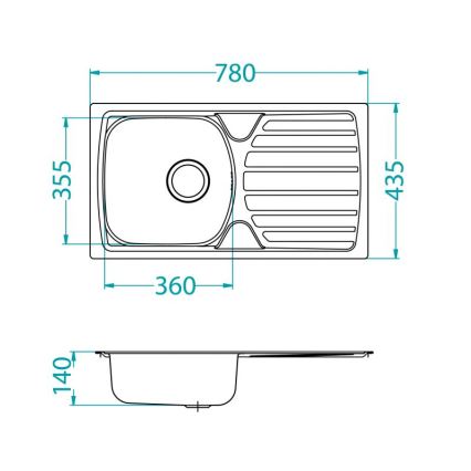 ALVEUS 1136539 - Virtuves izlietne BASIC 78x43,5 cm nerūsējošais tērauds/satīns, liela noteka