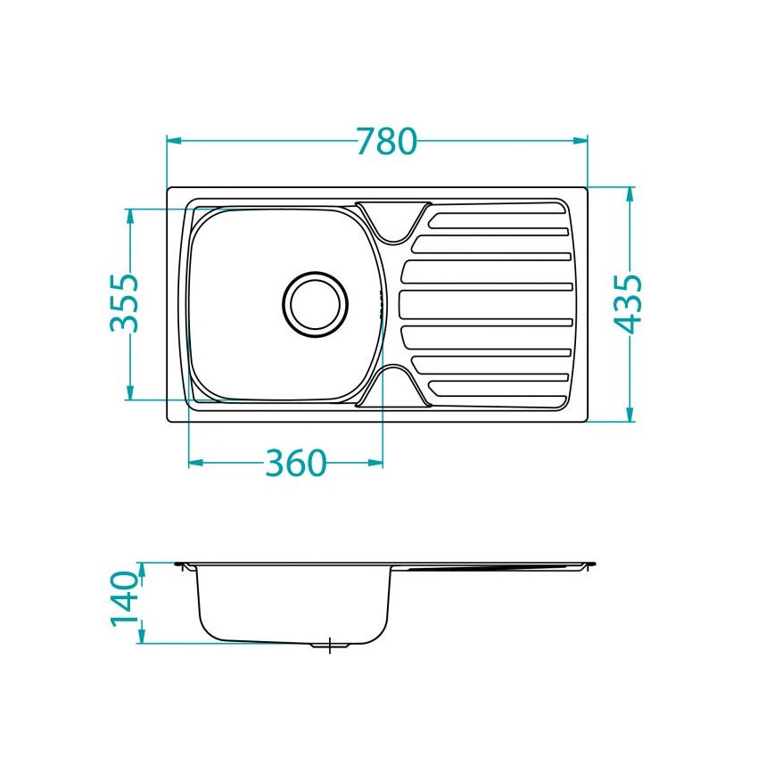 ALVEUS 1136539 - Virtuves izlietne BASIC 78x43,5 cm nerūsējošais tērauds/satīns, liela noteka