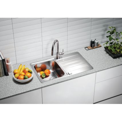 ALVEUS 1136608 - Virtuves izlietne LINE 79x50 cm no nerūsējošā tērauda, satīna apdare, bez ekscentra