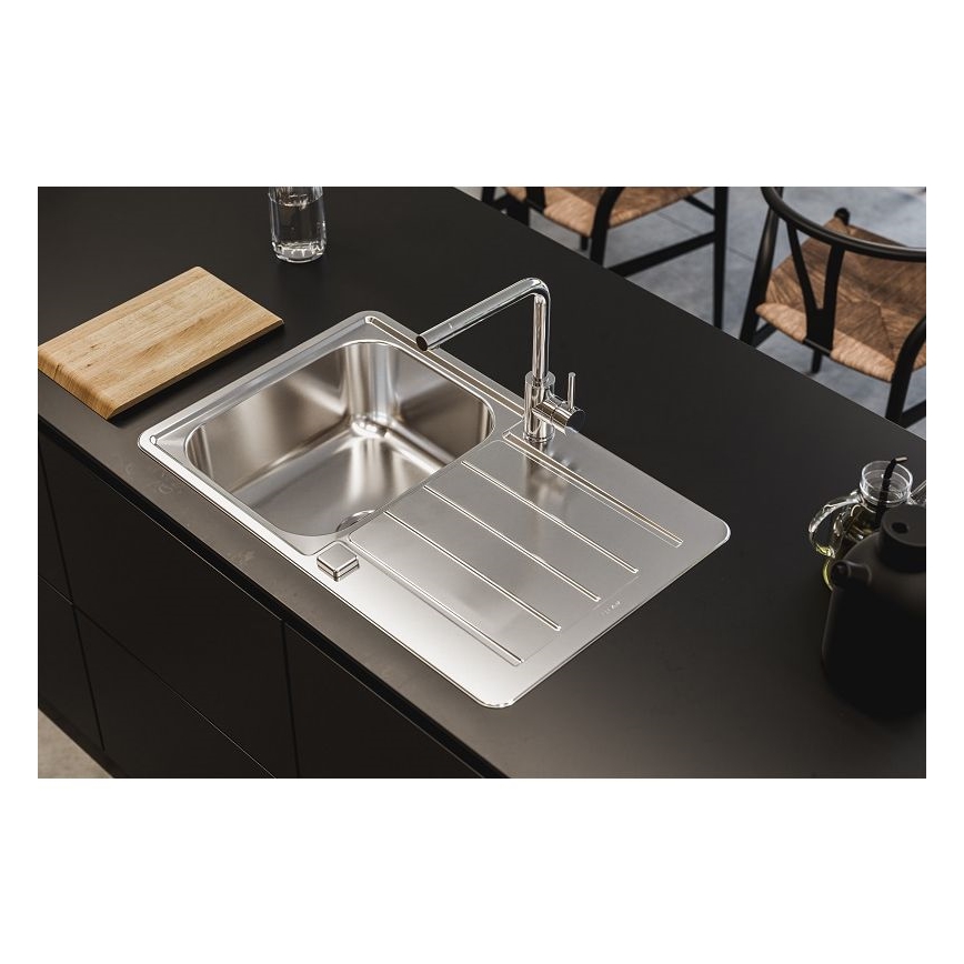 ALVEUS 1136608 - Virtuves izlietne LINE 79x50 cm no nerūsējošā tērauda, satīna apdare, bez ekscentra