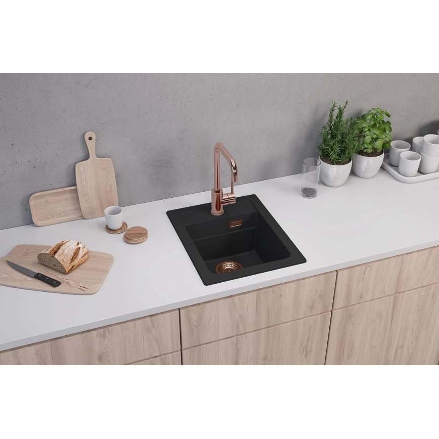 ALVEUS 1139771 - Virtuves izlietne ATROX 50x40 cm granīts/melna