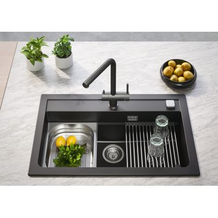 ALVEUS 1139808 - Izlietnes krāns AGUILA 33,3 cm granīts/melna