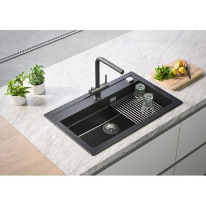 ALVEUS 1139808 - Izlietnes krāns AGUILA 33,3 cm granīts/melna