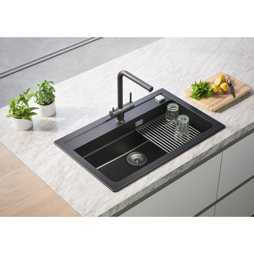 ALVEUS 1139808 - Izlietnes krāns AGUILA 33,3 cm granīts/melna