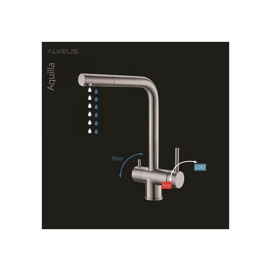 ALVEUS 1139808 - Izlietnes krāns AGUILA 33,3 cm granīts/melna