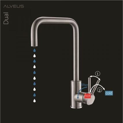 ALVEUS 1139812 - Izlietnes krāns DUAL 37 cm granīts/melna