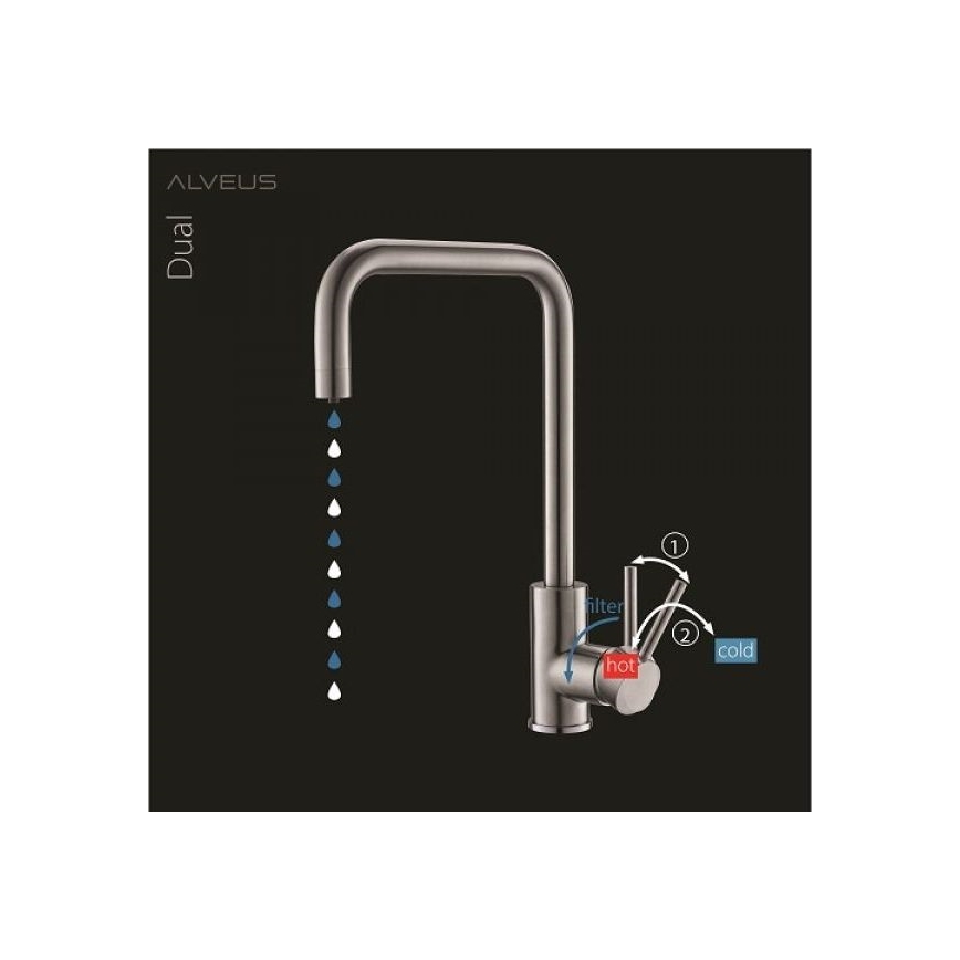 ALVEUS 1139812 - Izlietnes krāns DUAL 37 cm granīts/melna
