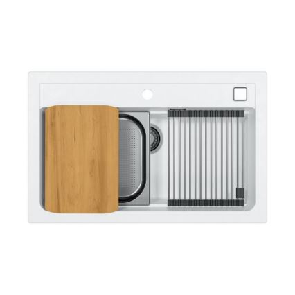 ALVEUS 1140443 - Virtuves izlietne ATROX 79x50 cm granīts/balta