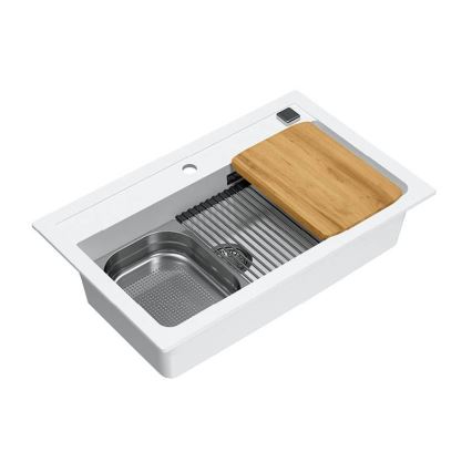 ALVEUS 1140443 - Virtuves izlietne ATROX 79x50 cm granīts/balta