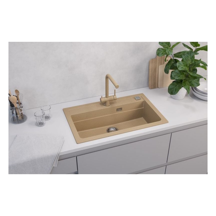 ALVEUS 1140445 - Virtuves izlietne ATROX 79x50 cm granīts/bēša