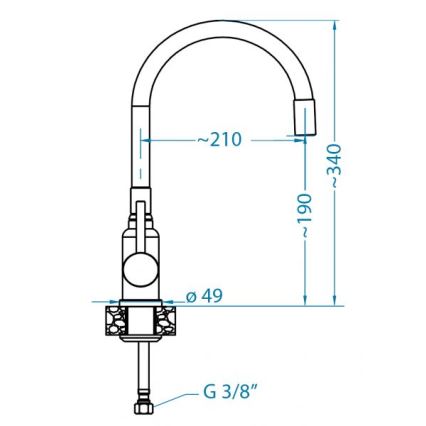 ALVEUS 1144427 - Izlietnes krāns ar lokanu statīvu MINTAS 34 cm misiņš/spīdīgi hromēts/melna