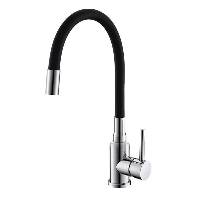 ALVEUS 1144427 - Izlietnes krāns ar lokanu statīvu MINTAS 34 cm misiņš/spīdīgi hromēts/melna