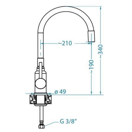 ALVEUS 1144428 - Izlietnes krāns ar lokanu statīvu MINTAS 34 cm misiņš/spīdīgi hromēts/bēša