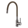ALVEUS 1144428 - Izlietnes krāns ar lokanu statīvu MINTAS 34 cm misiņš/spīdīgi hromēts/bēša
