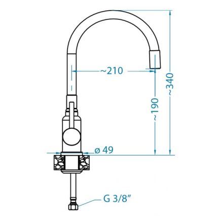 ALVEUS 1144429 - Izlietnes krāns ar lokanu statīvu MINTAS 34 cm misiņš/matēts tērauds/bēša