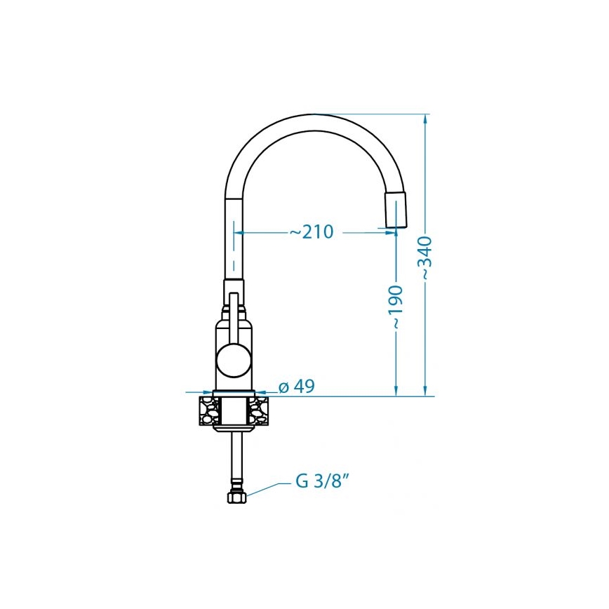 ALVEUS 1144429 - Izlietnes krāns ar lokanu statīvu MINTAS 34 cm misiņš/matēts tērauds/bēša