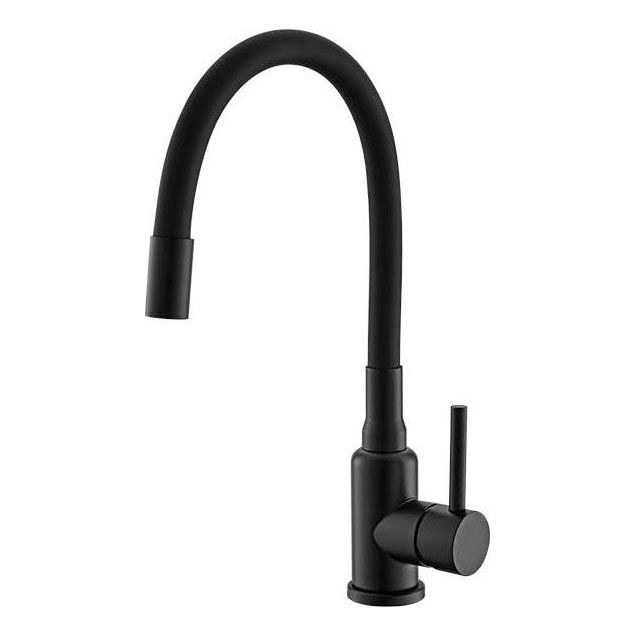 ALVEUS 1144433 - Izlietnes krāns ar lokanu statīvu MINTAS 34 cm misiņš/matēts melna