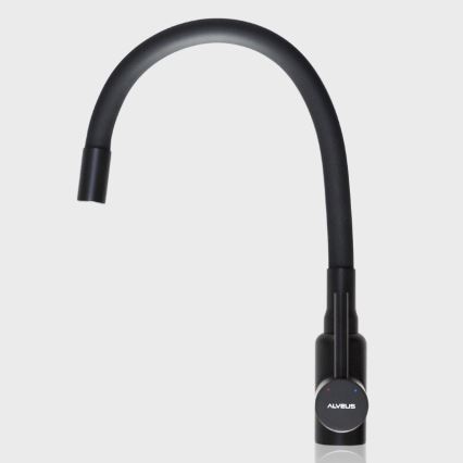 ALVEUS 1144433 - Izlietnes krāns ar lokanu statīvu MINTAS 34 cm misiņš/matēts melna
