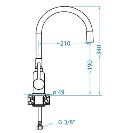 ALVEUS 1144433 - Izlietnes krāns ar lokanu statīvu MINTAS 34 cm misiņš/matēts melna