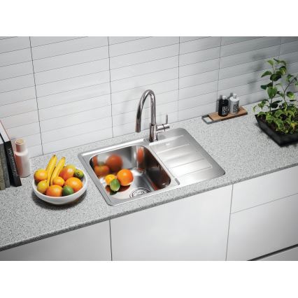 ALVEUS 1144603 - Virtuves izlietne LINE 61,5x50 cm matēts tērauds/satīna, bez ekscentra