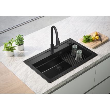 ALVEUS 1148163 - Virtuves izlietne ATROX 79x50 cm granīts/melna