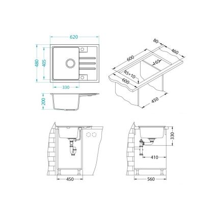 ALVEUS 1149080 - Virtuves izlietne INTERMEZZO 62x48 cm granīts/melna