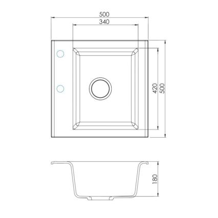 ALVEUS 1149111 - Virtuves izlietne GEM 50x50 cm granīts/bēša
