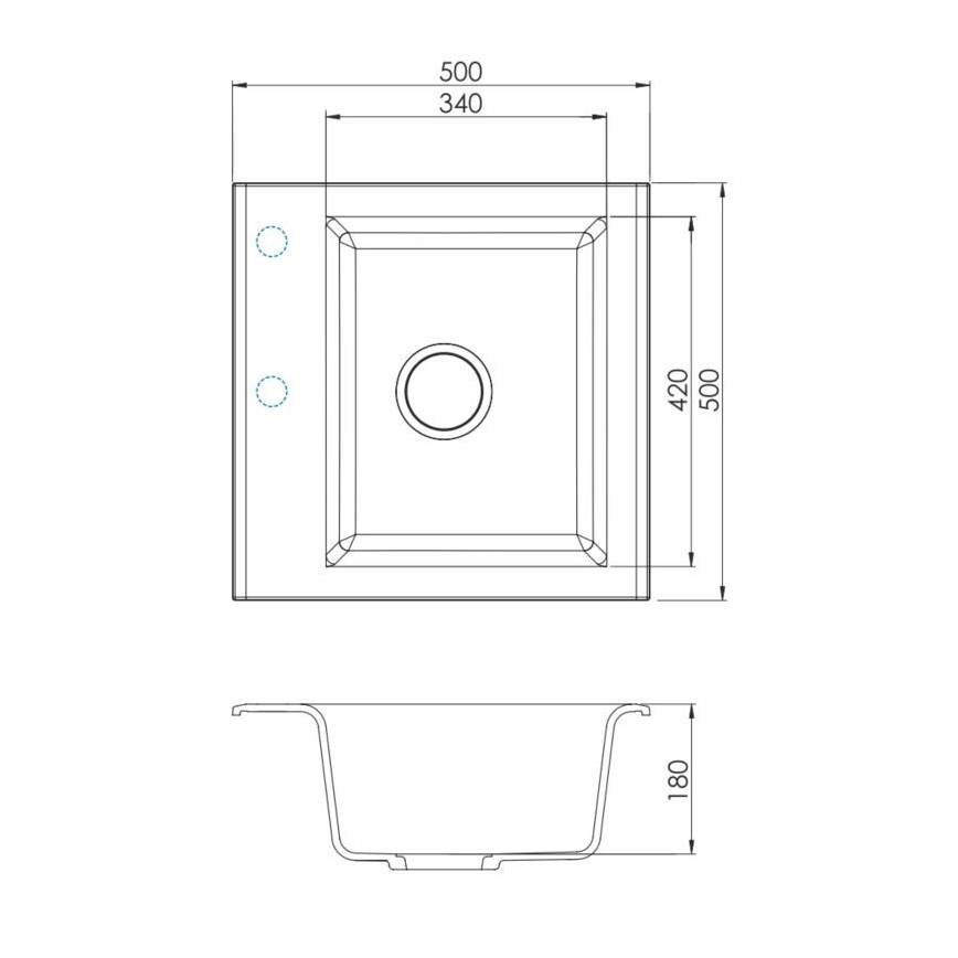 ALVEUS 1149111 - Virtuves izlietne GEM 50x50 cm granīts/bēša