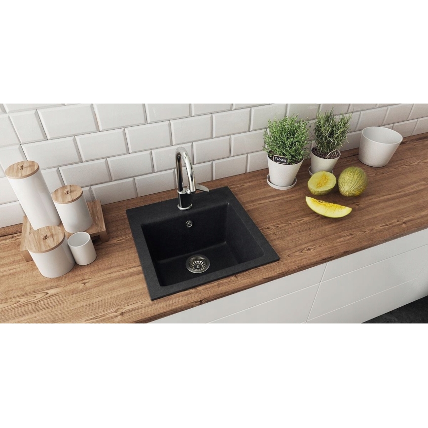 ALVEUS 1149113 - Virtuves izlietne GEM 50x50 cm granīts/melna