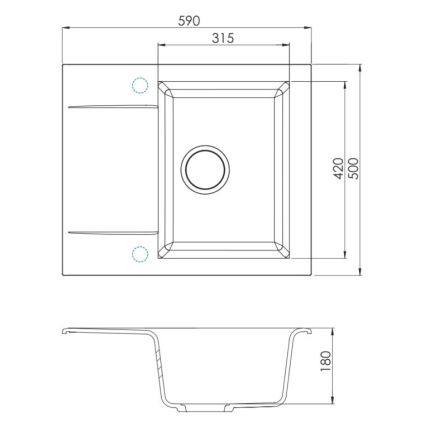 ALVEUS 1149116 - Virtuves izlietne GEM 59x50 cm granīts/melna