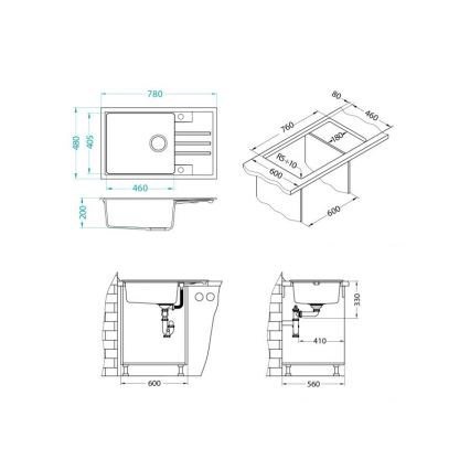 ALVEUS 1149117 - Virtuves izlietne INTERMEZZO 78x48 cm granīts/melna