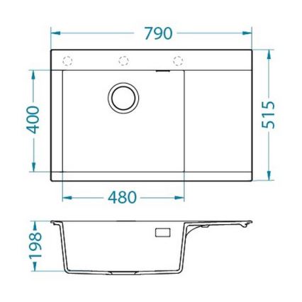 ALVEUS 1149502 - Virtuves izlietne PURE 79x51,5 cm granīts/antracīts