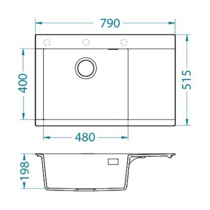 ALVEUS 1149503 - Virtuves izlietne PURE 79x51,5 cm granīts/melna