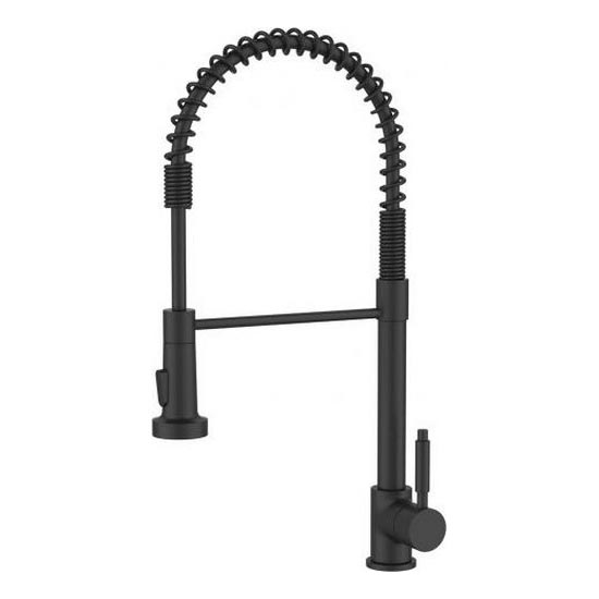 ALVEUS 1150887 - Izlietnes krāns ar lokanu statīvu ar smidzinātāju URBAN 47,1 cm nerūsējošs tērauds/melna