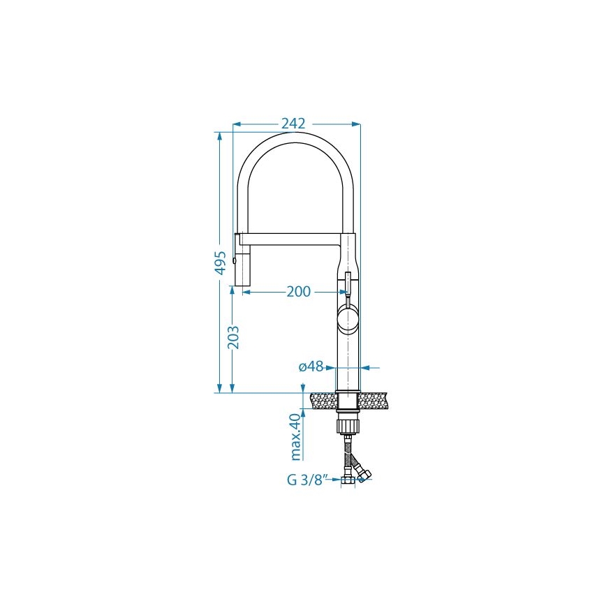 ALVEUS 1150892 - Izlietnes krāns ar lokanu statīvu ar smidzinātāju MIRAGE 49,5 cm satīna