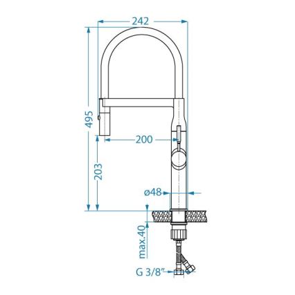 ALVEUS 1150892 - Izlietnes jaucējkrāns ar elastīgu izlietnes šļūteni un dušas galvu MIRAGE 49,5 cm satin