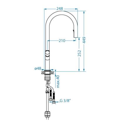 ALVEUS 1150908 - Izlietnes krāns ar izvelkamu sprauslu SWAN 44,9 cm melna