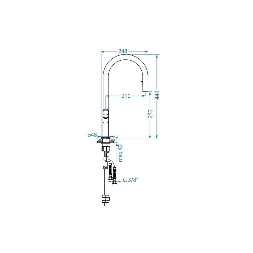 ALVEUS 1150908 - Izlietnes krāns ar izvelkamu sprauslu SWAN 44,9 cm melna