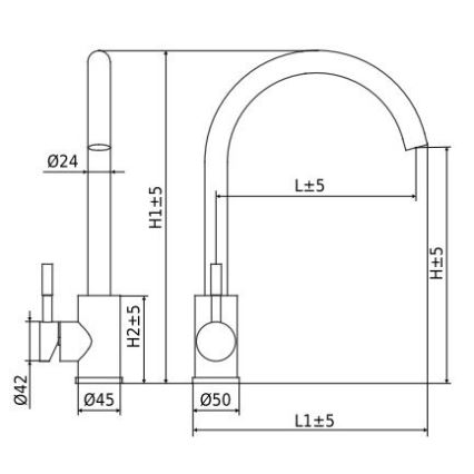 ALVEUS ES3508A - Izlietnes jaucējkrāns VIOLA 36,7 cm, no nerūsējošā tērauda