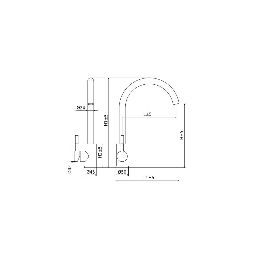 ALVEUS ES3508A - Virtuves jaucējkrāns VIOLA 36,7 cm no matēta tērauda