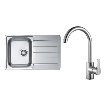 ALVEUS SET0026 - Virtuvinis kriauklė LINE 79x50 cm + kriauklės maišytuvas TONIA 29,5 cm satin/šķidumā hroms