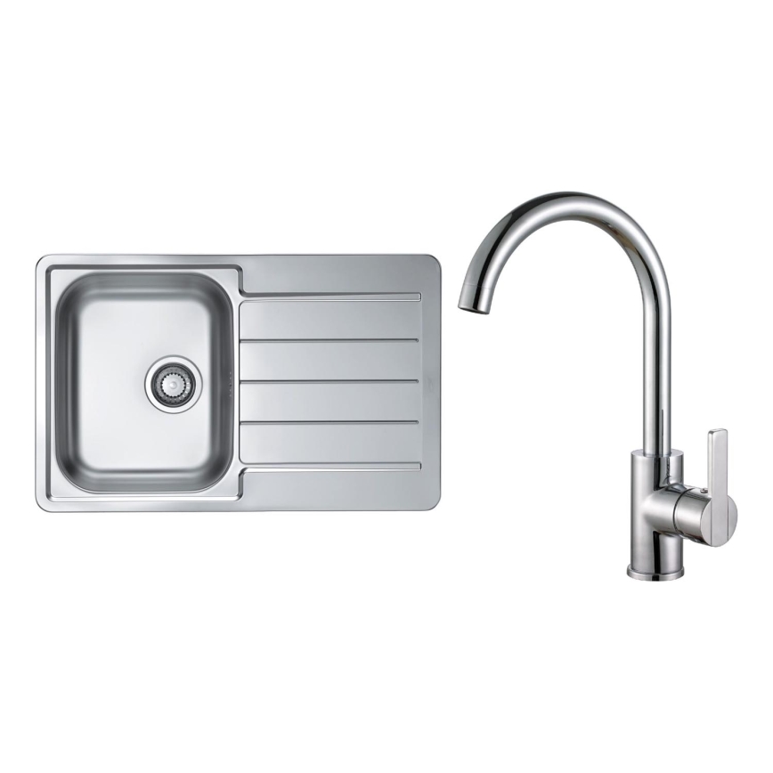 ALVEUS SET0026 - Virtuvinis kriauklė LINE 79x50 cm + kriauklės maišytuvas TONIA 29,5 cm satin/šķidumā hroms